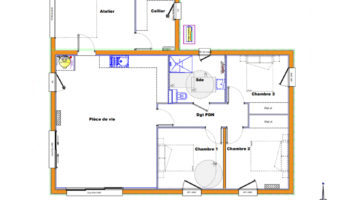 Plan maison plain-pied et toit double pente à Léhon (22)