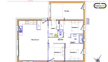 Plan maison bois et toiture monopente à Trégunc (29)