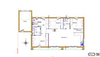 Plan maison bois de plain-pied à Auray (56)