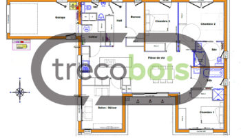 Plan d’une maison bois de plain-pied moderne à Santec (29)